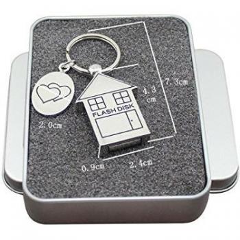 FeliSun Memoria Flash USB 3.0 16GB 32GB 64GB Metal Forma de La Casa Memoria USB Drive USB Key para PC, Televisión, Coche