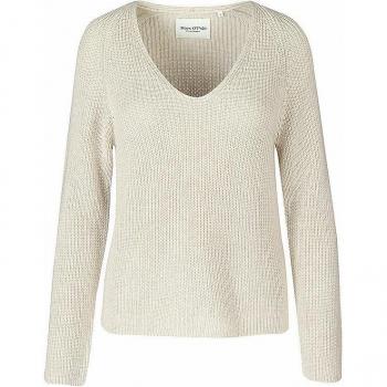 Suéter Beige Regular de Mujer Marc O'Polo en Talla M, 100% Algodón Orgánico con Diseño de Punto y Cuello en V