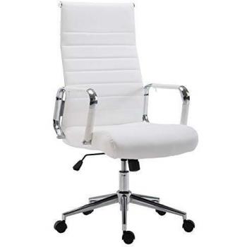 Silla de oficina giratoria regulable en simil cuero blanco Kolumbus