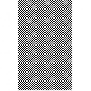 Alfombra Vinílica, Cuadriláteros, 200 x 120 x 0.2 cm, Color Negro y Blanco, ALV-029