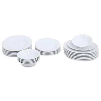 Juego de Vajilla Elegante 24 Piezas 100% Porcelana Blanca, Apto para Lavavajillas y Microondas