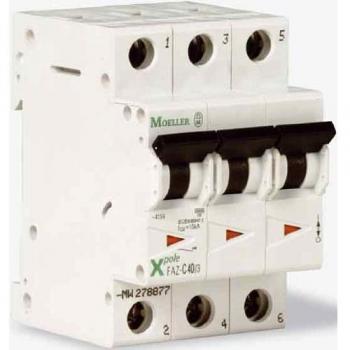 Eaton FAZ-C25/3 Miniature Circuit Breaker 25A 3-Pole Type C, 10kA Short-Circuit Rating, DIN Rail Mount