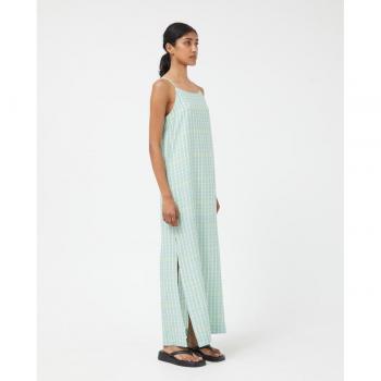 Vestido largo de cuadros Green Summer de Compañía Fantástica