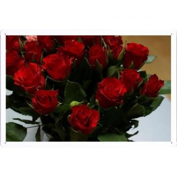 Metal cartel Cartel de chapa Hojalata sesión Flower Tin Sign Roses Flowers Bouquets Greens Bright 22551 Retro Vintage Pared Decoración by hamgaacaan