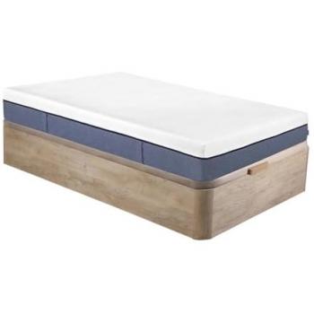 Conjunto de canapé abatible 90 x 190 cm natural claro + colchón de muelles ensacados 7 zonas y memoria de forma 24 cm - KASUI de YSMÉE