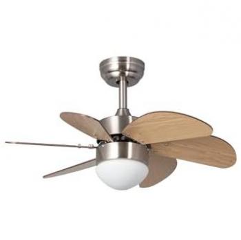 Ventilador de Techo LED Orion Madera 81cm Motor DC, 6 aspas, temporizador, ultra silencioso, función verano/invierno