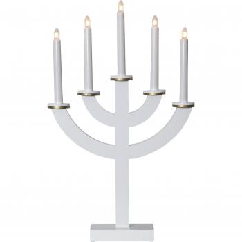 'Star 219 – 51, candelabrotoarp, 5 focos, material: madera, color blanco, 3.3 x 5.3 x 0.8 cm