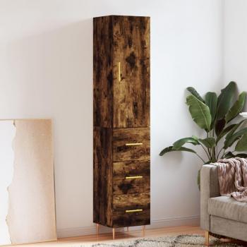 Aparador de madera contrachapada roble ahumado 34,5x34x180 cm vidaXL