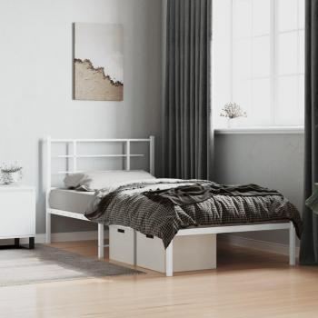 Estructura de cama de metal con cabecero redondo blanco 100x200 cm