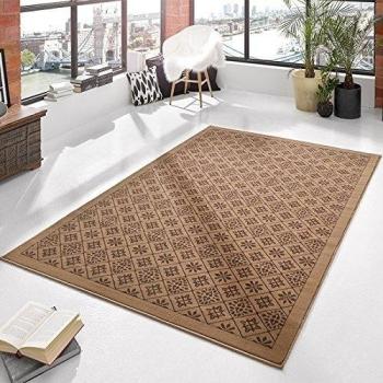 Designer terciopelo Alfombra Tile marrón | 102422, marrón, 80 x 200