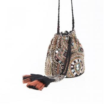 VENCA Bolso exterior bordado con abalorios mujer by VencaStyle - 014732,NEGRO,UNICA