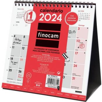 Finocam Calendario Sobremesa 2024 con Pestañas S para Escribir, Anual, 19x7x20 cm