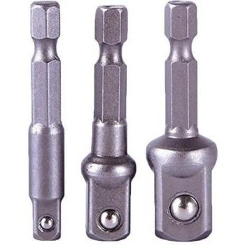 JTENG Set con 3 adaptadores 1/4 hex-1/4 ,3/8,1/2 Llave de vaso Hexagonal Vástago Bits Accionamiento Taladro Toma Adaptador