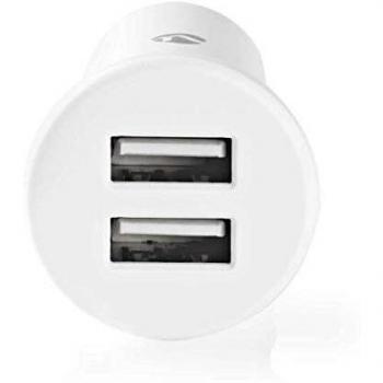 Nedis Cargador para el coche  2.4  A  2 salidas  2x USB, blanco