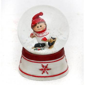 Tierno globo de nieve con hermoso niño, tamaño aprox. Ø 4,5 cm