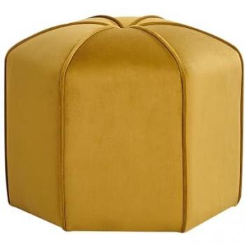 Puf moderno redondo de terciopelo amarillo Wishek para dormitorio y sala de estar