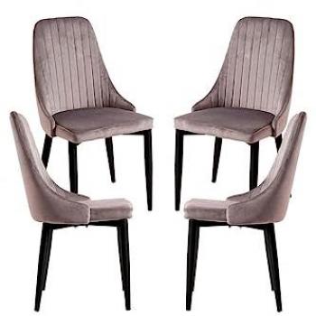 Pack 4 Sillas Comedor Kan Terciopelo Gris