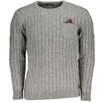 U.S. Polo Assn. Men's Gray Twisted Crew Neck Sweater with Pocket, Size M