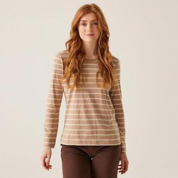 Regatta Women's Federica II Long Sleeve T-Shirt in Warm Taupe and Light Vanilla, Size 14
