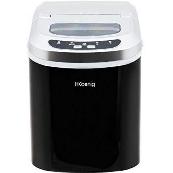 H.Koenig KB12 Máquina silenciosa para Hacer Hielo, 100 W, Capacidad 12 kg, Entre 6 y 13 Minutos, 2 Tamaños de Cubitos, Negro, Plástico, Acero Inoxidable