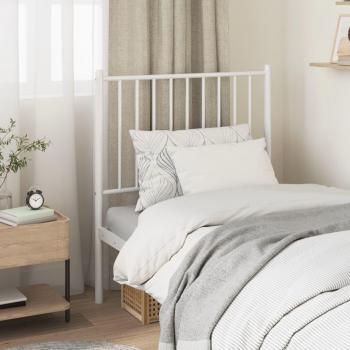 Cabecero de metal blanco de 80 cm con diseño moderno, estructura resistente, acabado en pintura blanca, fácil instalación y compatible con camas estándar