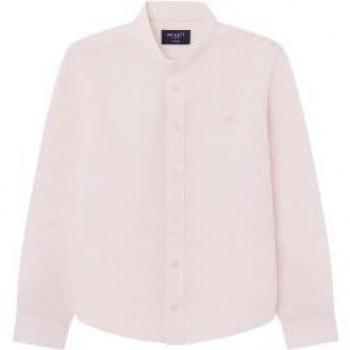 Camisa de Lino rosa Hackett London con Manga Larga y Estilo Juvenil