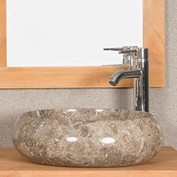 Lavabo sobre encimera Venecia gris 40 cm - WANDA COLLECTION - Mármol redondo