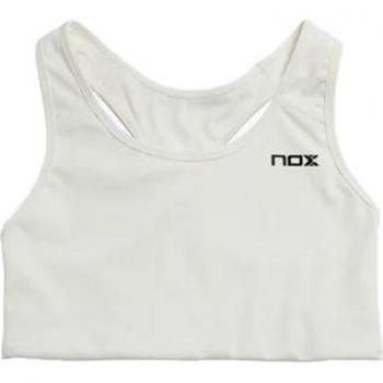 Sujetador deportivo Nox Pro Blanco Mujer - Sujetador deportivo, color blanco, diseñado para mujeres, ideal para pádel, con soporte óptimo y comodidad durante la actividad física