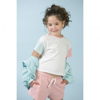 Camiseta de niña de manga corta de algodón multicolor 2-3 años