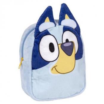 Mochila de Guardería Bluey - Color Azul - 18x22x8 cm - Fabricada en Poliéster - Mochila Pequeña Tipo Peluche - Cierre de Cremallera y Asas Regulables - Producto Original