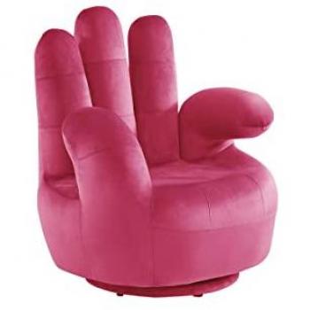 Sillón pivotante Catchy en terciopelo fucsia con diseño de mano