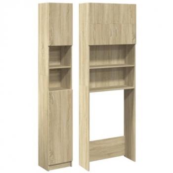 Juego de muebles de baño 2 piezas madera ingeniería roble Sonoma Marrón