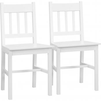 HOMCOM Juego de 2 Sillas de Comedor Blancas con Respaldo de Listones