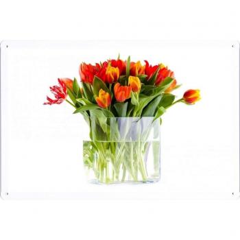 Metal cartel Cartel de chapa Hojalata sesión Flower Tin Sign Tulips Flowers Bouquet Vase Bright 22497 Retro Vintage Pared Decoración by hamgaacaan