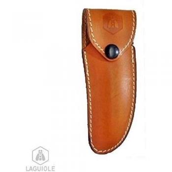LAGUIOLE funda cuero de vaquilla marrón- forma curva, guarnicionero picadura.da