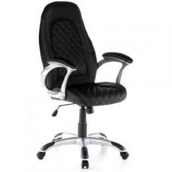 hjh OFFICE 621375 silla gaming RACER DELUXE piel sintética negro, buen acolchado, respaldo alto, inclinable, con apoyabrazos, estable, fácil de limpiar, silla oficina, racing, silla escritorio, silla giratoria
