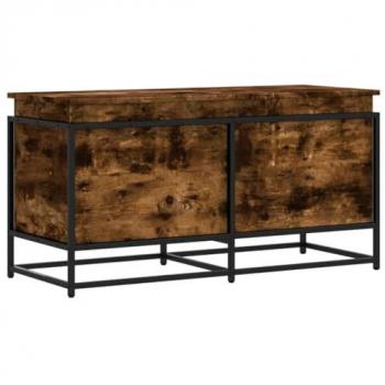 Caja de almacenaje con tapa madera roble ahumado 100x40x51,5 cm, Caja de Mantas, baúl de almacenaje, Caja de almacenaje de Juguetes