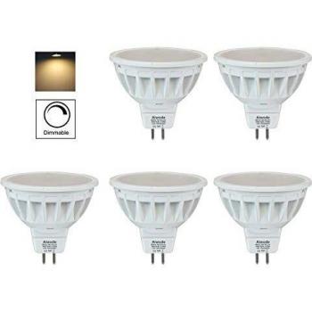 Aiwode Regulable 5W MR16 Bombillas LED GU5.3 Reflector,Blanco Cálido 2700K,Equivalente 50W 540LM RA85,Paquete de 5.