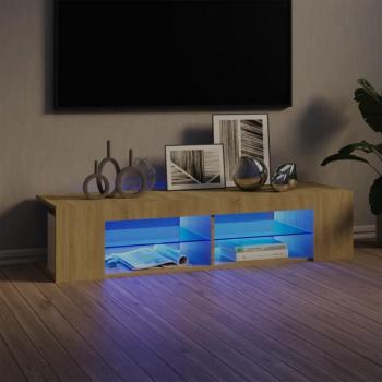 Mueble de TV con luces LED vidaXL 135x39x30 cm roble Sonoma