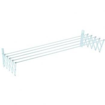 Tendedero Extensible Sauvic 160 Cm Blanco - Resistente a la Intemperie, Tendedero mural extensible de 160 cm, diseño clásico, estructura de aluminio y resistencia de acero, recubierto de plástico, dimensiones
