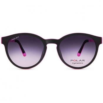 Polar Junior 476 Clip-On Polarized Sunglasses for Kids - Matte Black and Pink