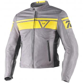 Dainese-BLACKJACK Chaqueta de piel , Smoke/Amarillo/Negro, Talla 54