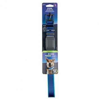 Nite Ize NiteDog Rechargeable LED Collar, Blue, Large, USB Rechargeable, Water Resistant, Metal Buckle