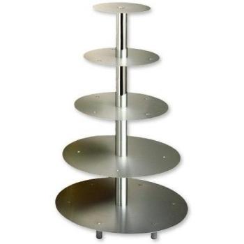 Expositor para tartas de 5 pisos, color plateado