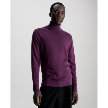 Calvin Klein Jersey de hombre - Suéter de punto, 100% algodón, ajuste regular, cuello redondo, manga larga, logo bordado en el pecho