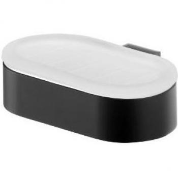 Jabonera de Vidrio Satinado Negra Bisk Futura Montada en Pared 13,5 x 11 x 4 cm