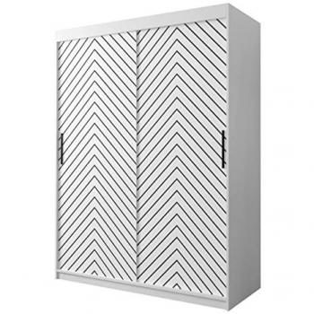 Armario Hartford 310 Correderas Blanco y Negro 200x150x62cm con 4 Estantes