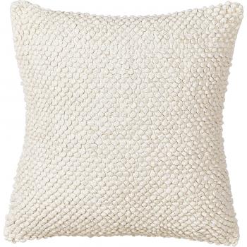 Cojín decorativo cuadrado de algodón beige 45 x 45 cm textura lisa Joara