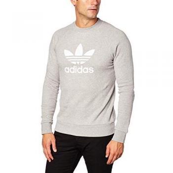 Adidas Men's Gray Casual Crewneck Sweatshirt Size L with Original Trefoil Design