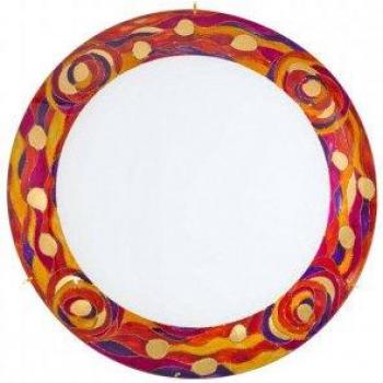 Lámpara de techo de diseño SERENA Oro de 24 quilates con 2 bombillas y pantalla roja, Plafón Decorativo de Cristal Kolarz con 2 Luces en Oro de 24 Quilates